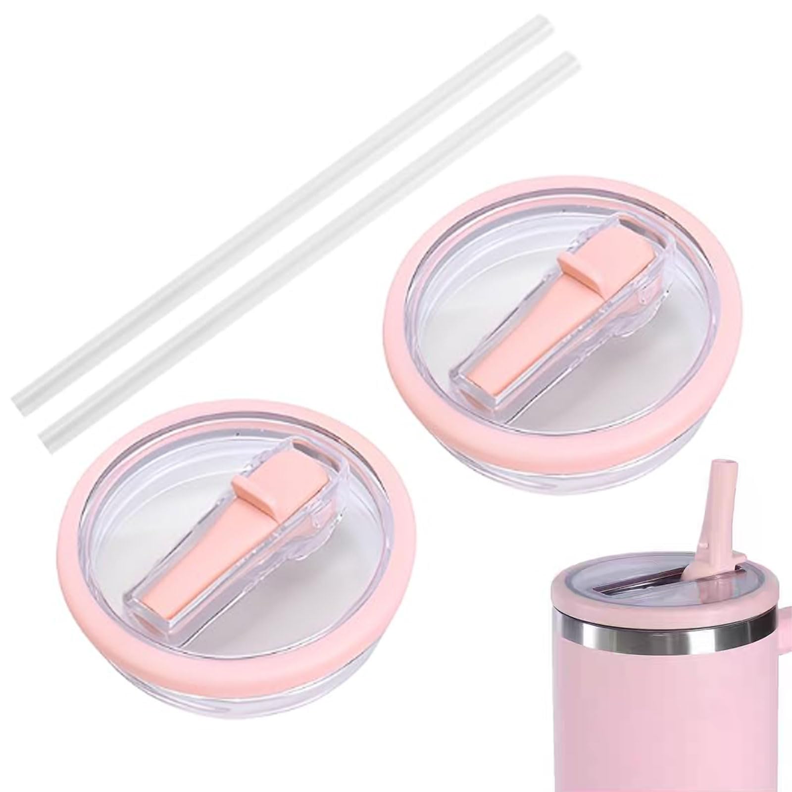 Set Di 2 Coperchi Con Cannuccia Ribaltabile Per Tazze Stanley – Accessori A Prova Di Perdite E Antipolvere, Con 2 Cannucce, Colore Lilla, Ricambi Riutilizzabili