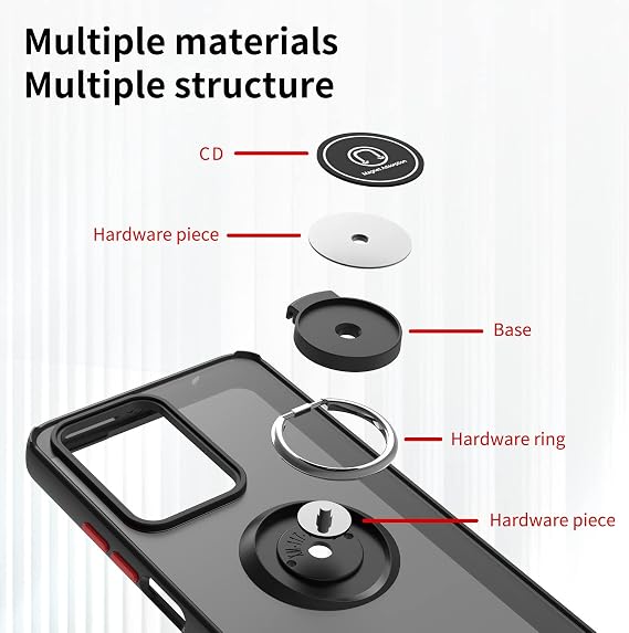 QUIETIP Case Compatible with Xiaomi Poco F7 with Screen Protector,TPU + Hard PC Magnetic Ring Car Mount Stand Cover,Black