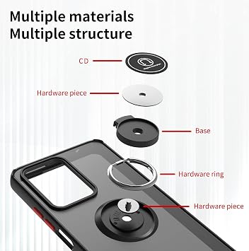 QUIETIP Honor Magic 8 Pro用ケース、磁気リングカースタンドシリコン半透明マット落下保護カバー、レッド