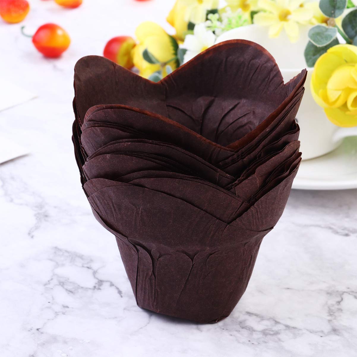 BESTonZON 200pezzi Pirottini Per Muffin Carta Confezione Di Supporti Per Dolci e Cupcake Per Feste e Occasioni Speciali Color Caffè