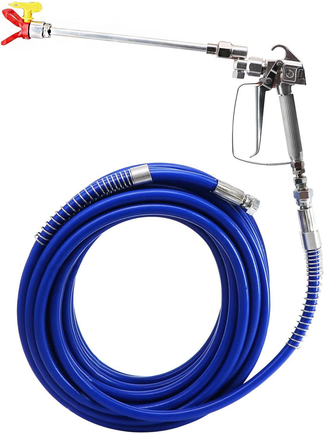 Airless Paint Spray Gun and 50 Feet Hose Swivel Joint Tool Kit with 11.8" Extension Rod Pole,Including Tip Guard and 517 Tip,3600 PSI High Pressure