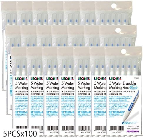 LEONIS 500 Water Erasable Marking Pens Blue 5 pcs x 100 Packs/Promotional Novelties Complimentary Gifts Sales [78008_100pks ]