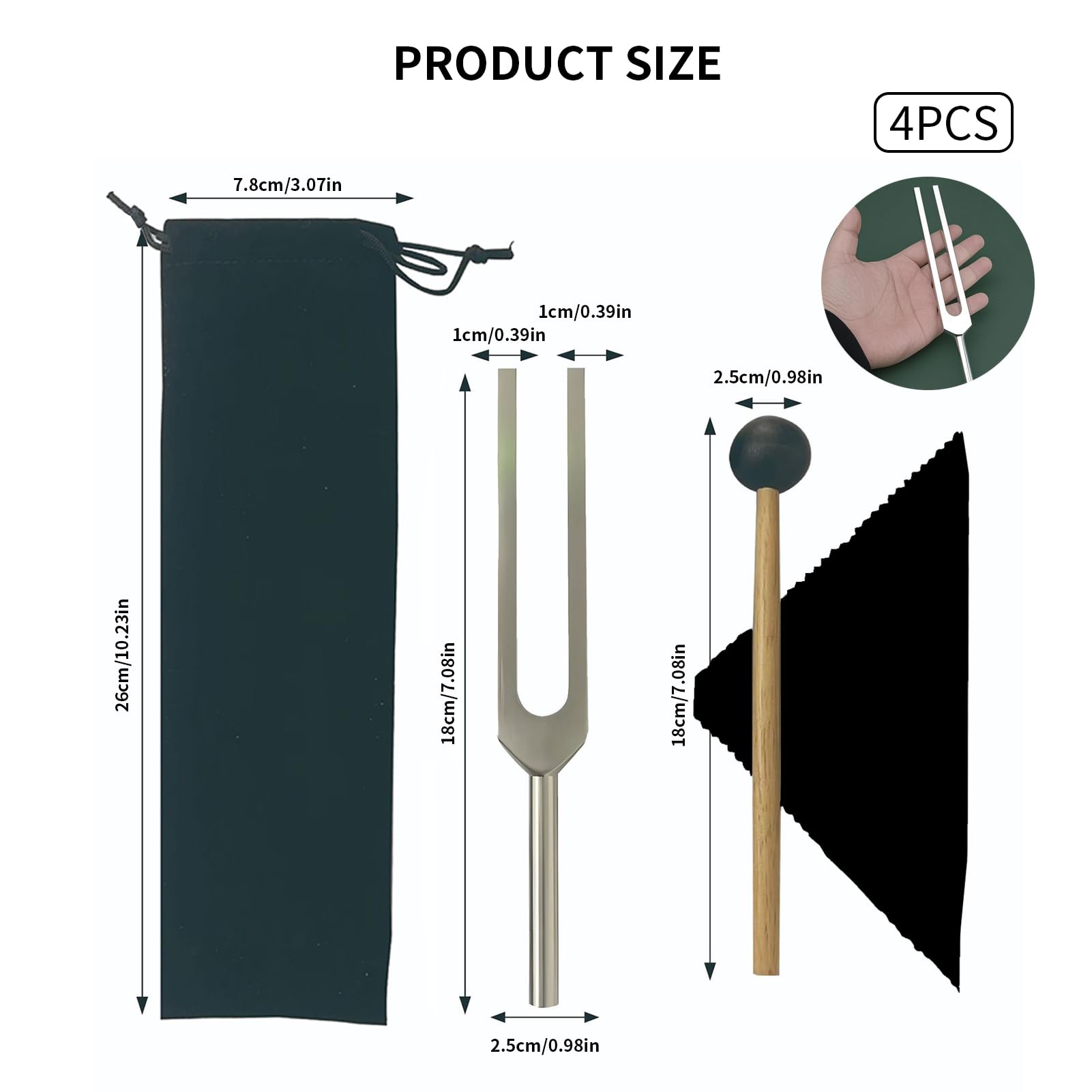 Stemvork 128 Hz met hamer, stemvork van aluminiumlegering, stemvork standaard, stemvork van siliconen, stemvork voor helende chakra, klanktherapie, stressvermindering, verzilverd Stemvork 128 Hz met hamer, stemvork van aluminiumlegering, stemvork standaard, stemvork van siliconen, stemvork voor helende chakra, klanktherapie, stressvermindering, verzilverd