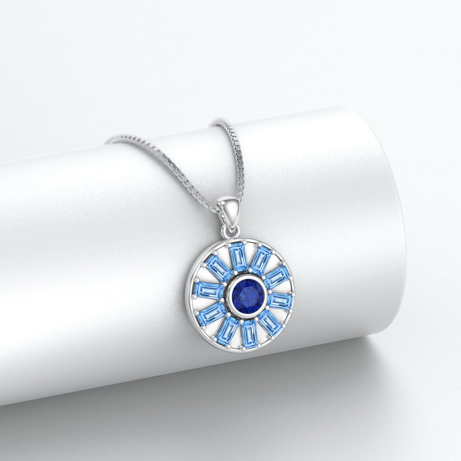 PEIMKO 925 Sterling Silver Evil Eyes Necklace Blue Lucky Protection Round Evil Eyes Pendant Necklace for Women Birthday Gifts - Image 3