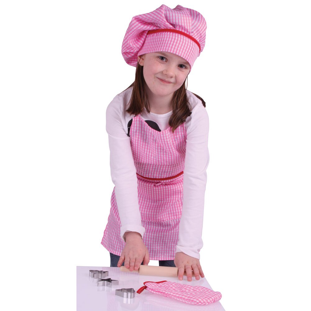Bigjigs Toys Pink Chef's Dress Up Set with Baking Accessories