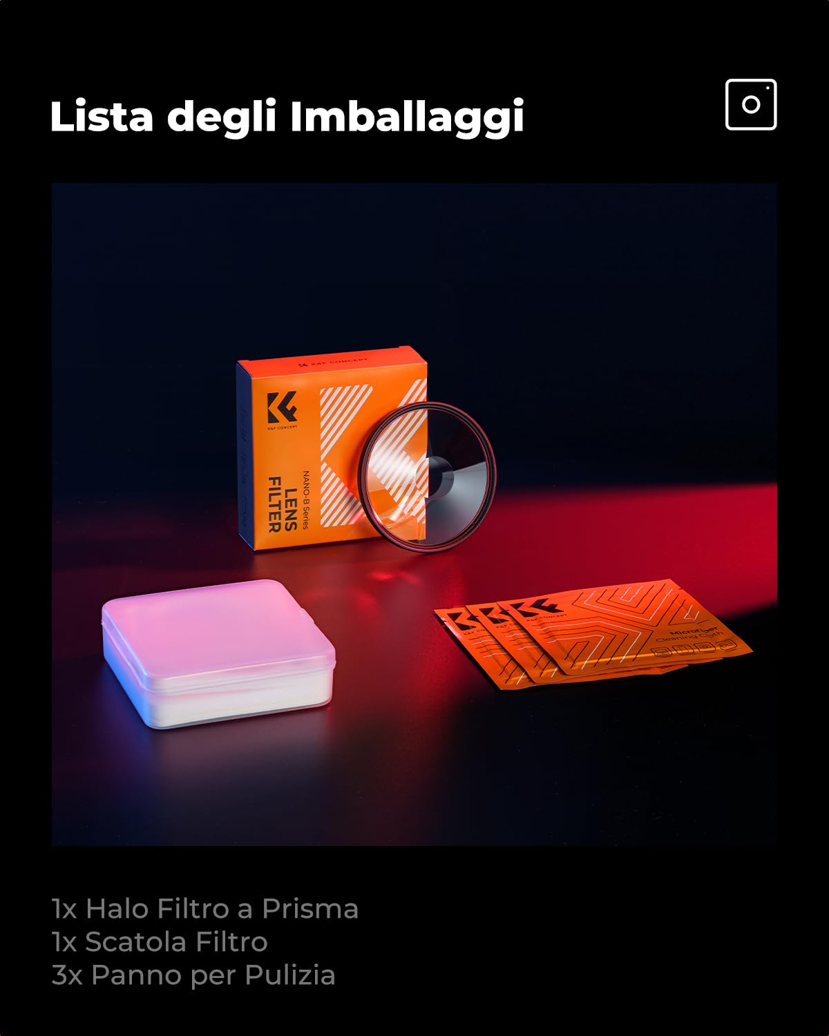 K&F CONCEPT Nano-Bacis Filtro Spirale Halo Filtro Effetto, Filtro Effetti Speciali a Prism in Vetro Ottico con 3pcs Panno di Pulizia con Effetto Alone Circolare Deformato con Visione Tunnel