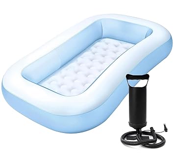 Portable Inflatable Foldable Kids Swimming Pool with Air Pump Bath Tub Water Pool for Kids Outdoor Indoor Age 1-3 Years (Multicolor) (5.5 Feet Rectangular with Pump)