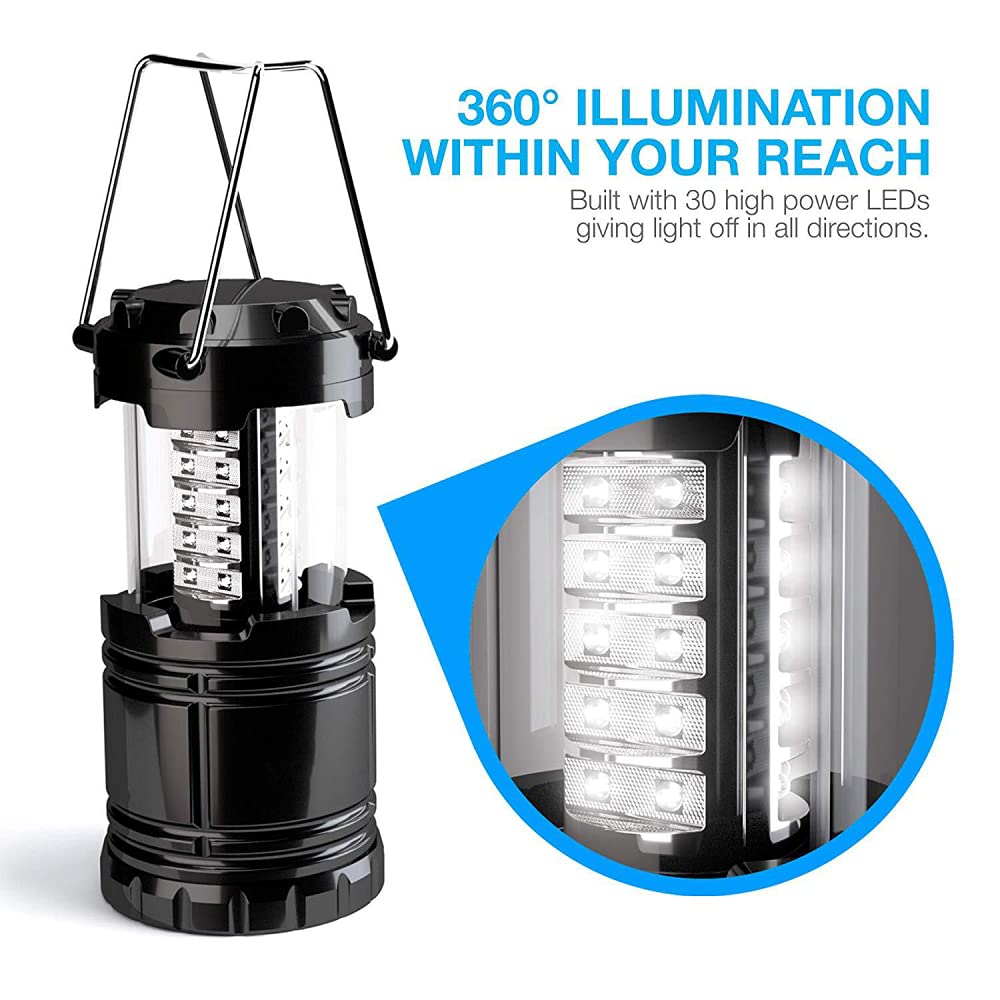 4 Pack Lámpara Camping LED,Plegable con Lmanes y Gancho, Linterna Portátil a Pilas Ldeal para Aventuras, Acampadas, Pesca, Senderismo etc