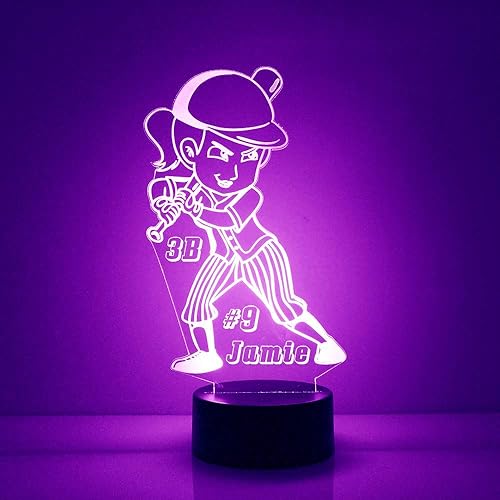 Miniatura 18 de Lámpara de noche personalizada con letrero LED de portero de hockey con control remoto, pantalla iluminada con nombre o imagen personalizada