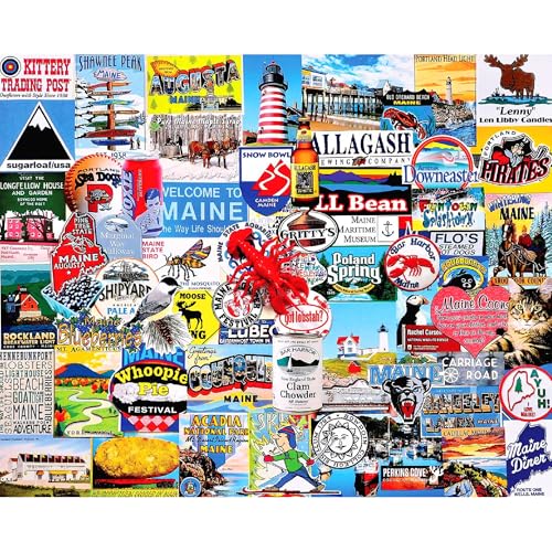 Rompecabezas White Mountain de 1000 piezas: Costa de Nueva Inglaterra, 'I Love Maine', piezas grandes, regalo para adultos y familia, 24" x 30" miniatura 2