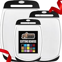 GORILLA GRIP BPA-Free Reversible Kitchen Cutting Board Set of 3, US Designed, Nonporous, Juice Grooves Catch Liquid, Slip Resistant Border, Durable Food Chopping Boards, Holiday Prep Essentials, Black