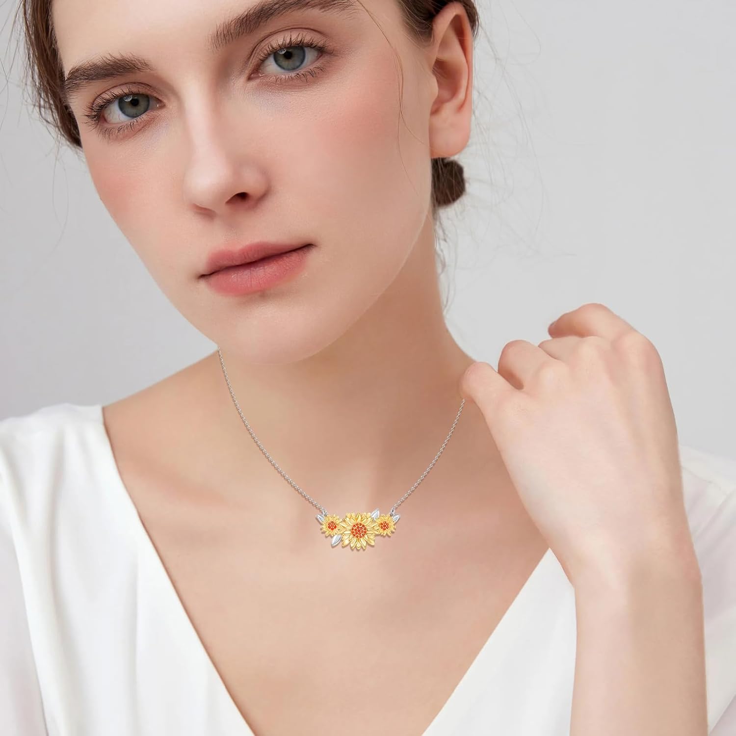 CUOKA MIRACLE Sunflower Necklace for Women 925 Sterling Silver You're My Sunshine Necklace Sunflower Pendant Jewelry Gifts for Women Friends on Birthday Mother's Day Anniversary Christmas - Image 2