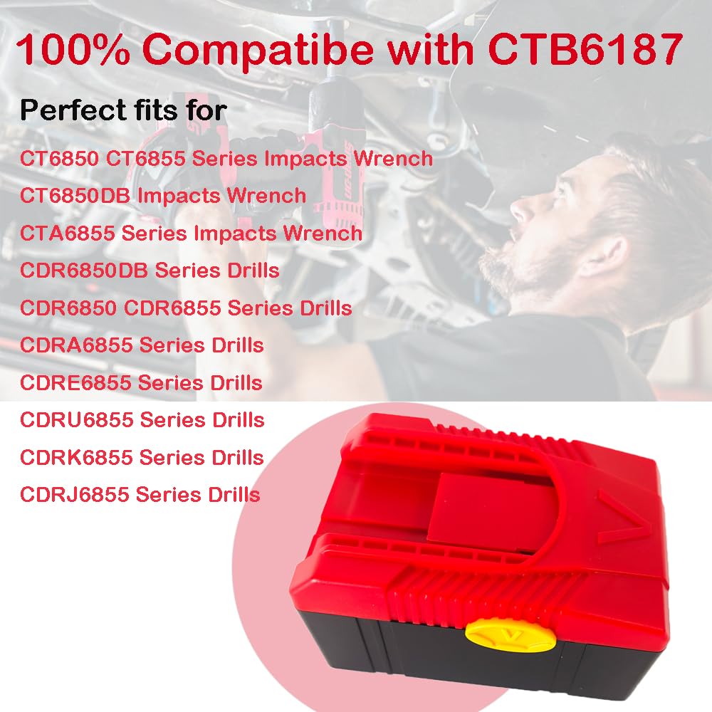 Batería de 5.0 Ah CTB6187 de 18 V compatible con llave de impacto inalámbrica y taladro de 18 V CT6850 CT6855 CDR6855 CT4850HO