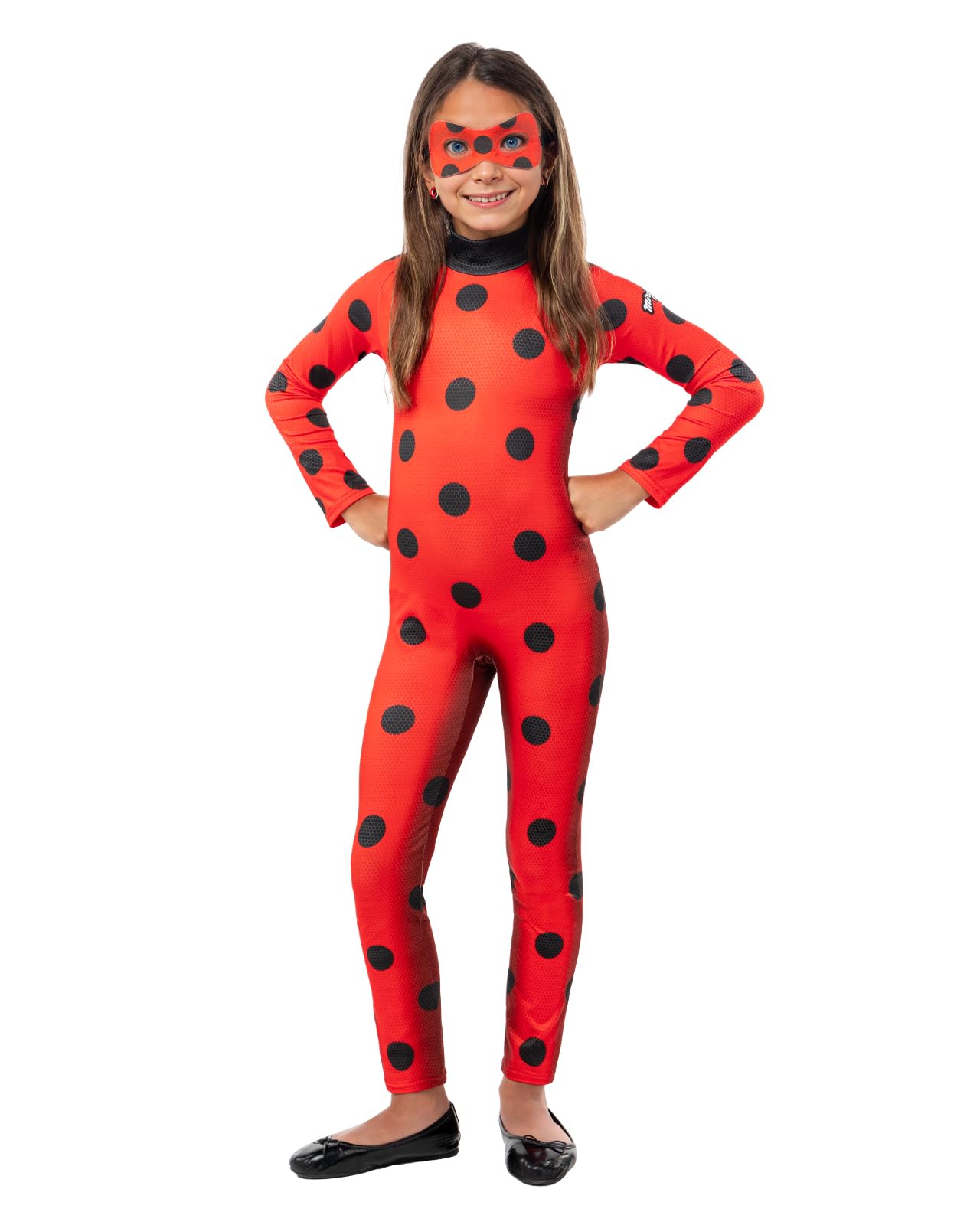 Funidelia Official Ladybug Costume for Girls with jumpsuit and mask, Miraculous Outfit for Children, Carnival, Halloween and Party Costumes - Size 3-4 years