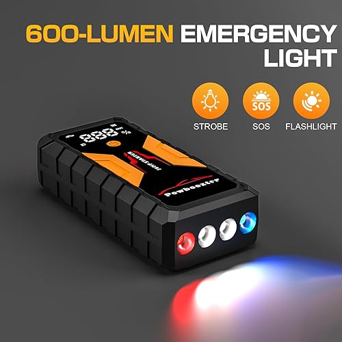 Miniatura 3 de Batería portátil de arranque de coche de 12 V con cables de refuerzo, cargador de energía de emergencia para automóviles, camiones, SUV (hasta 8.0L