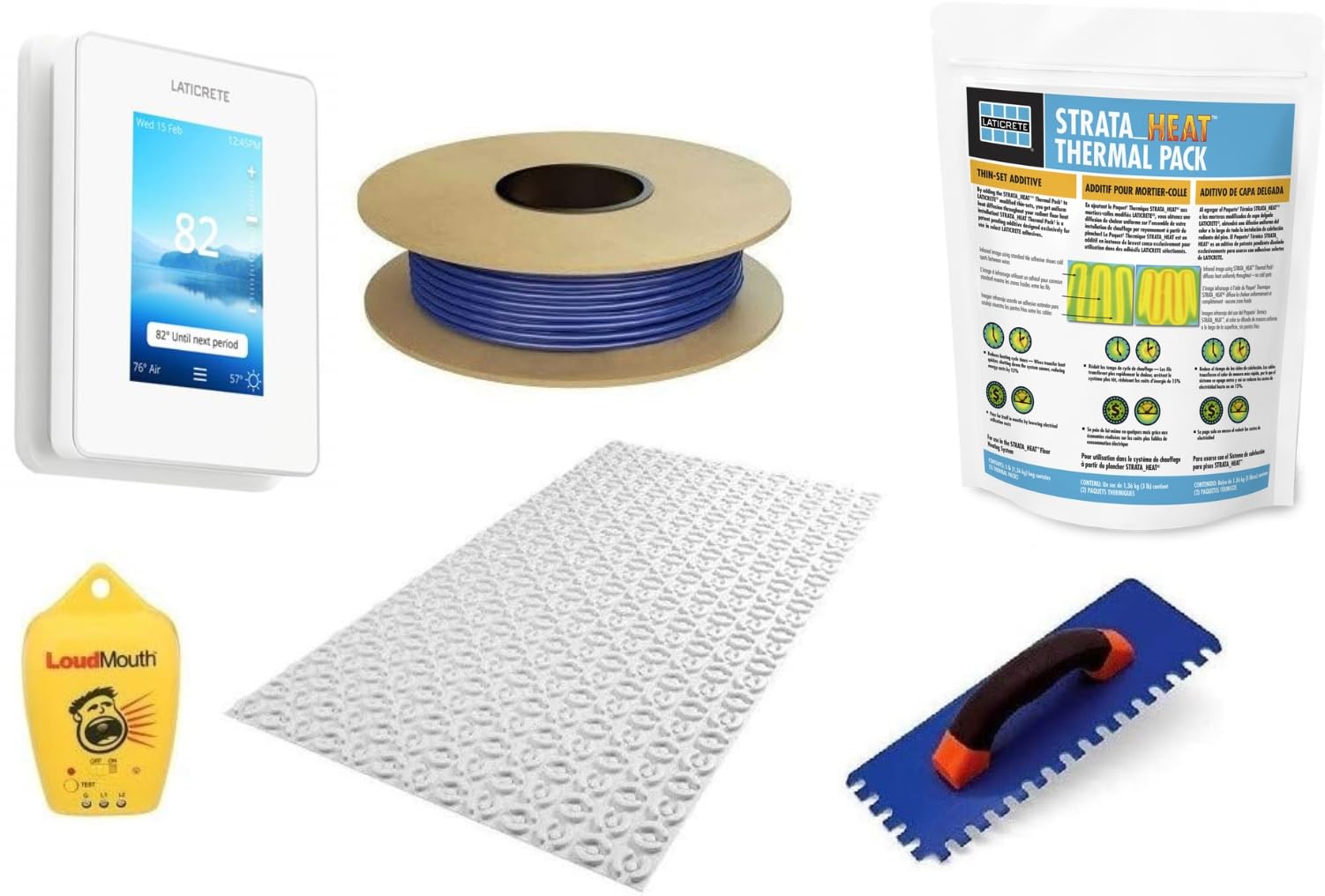LaticretePerformance Floor Heating Kit, 70 Square Feet, Includes Strata  Heat Smart LCD WiFi Thermostat, Laticrete Strata Heat Mat, 240V Heat Cable