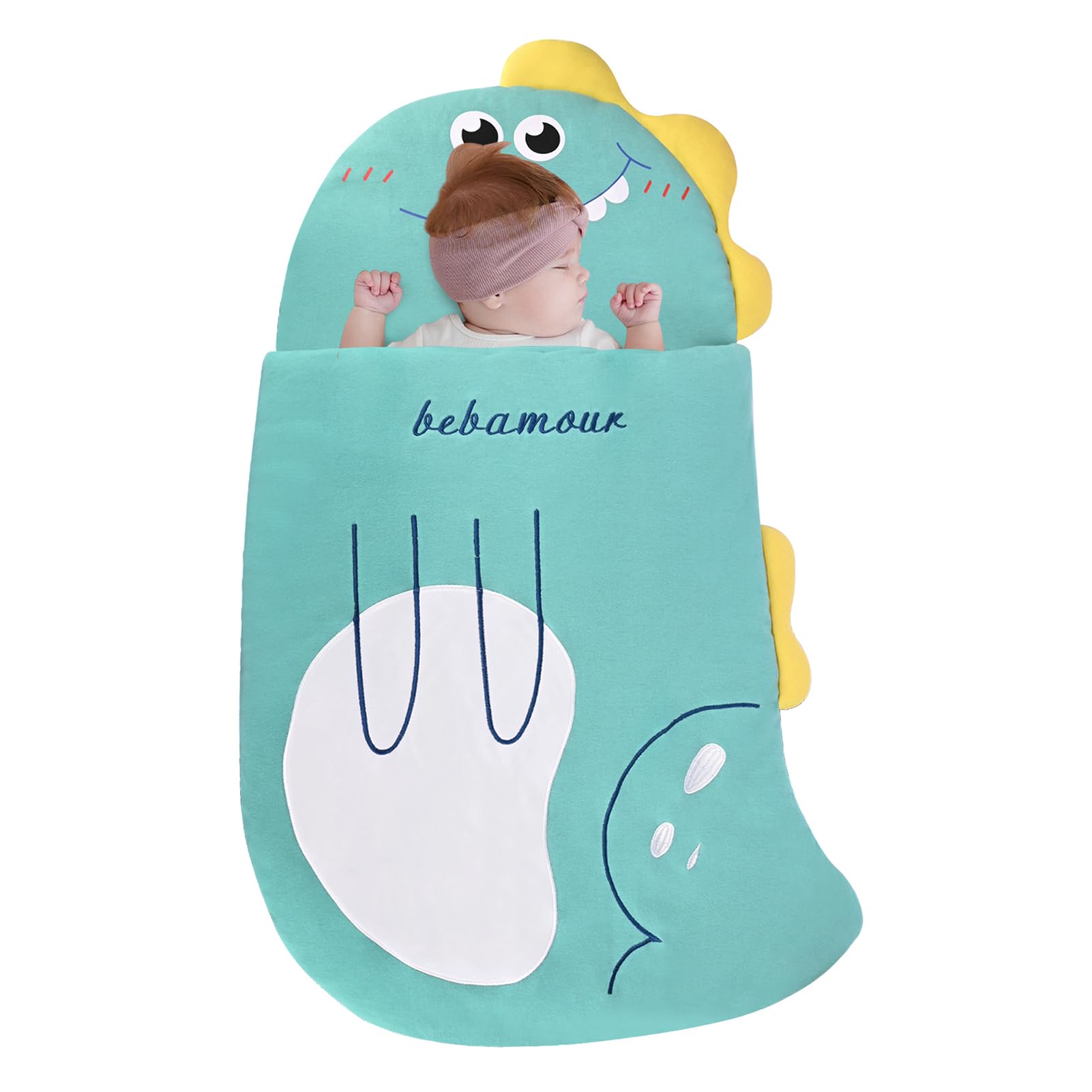 Bebamour - Sacco a pelo per neonati di 0-18 mesi, carino, unisex, sacco per la nanna (a forma di dinosauro blu, 50-85 cm)