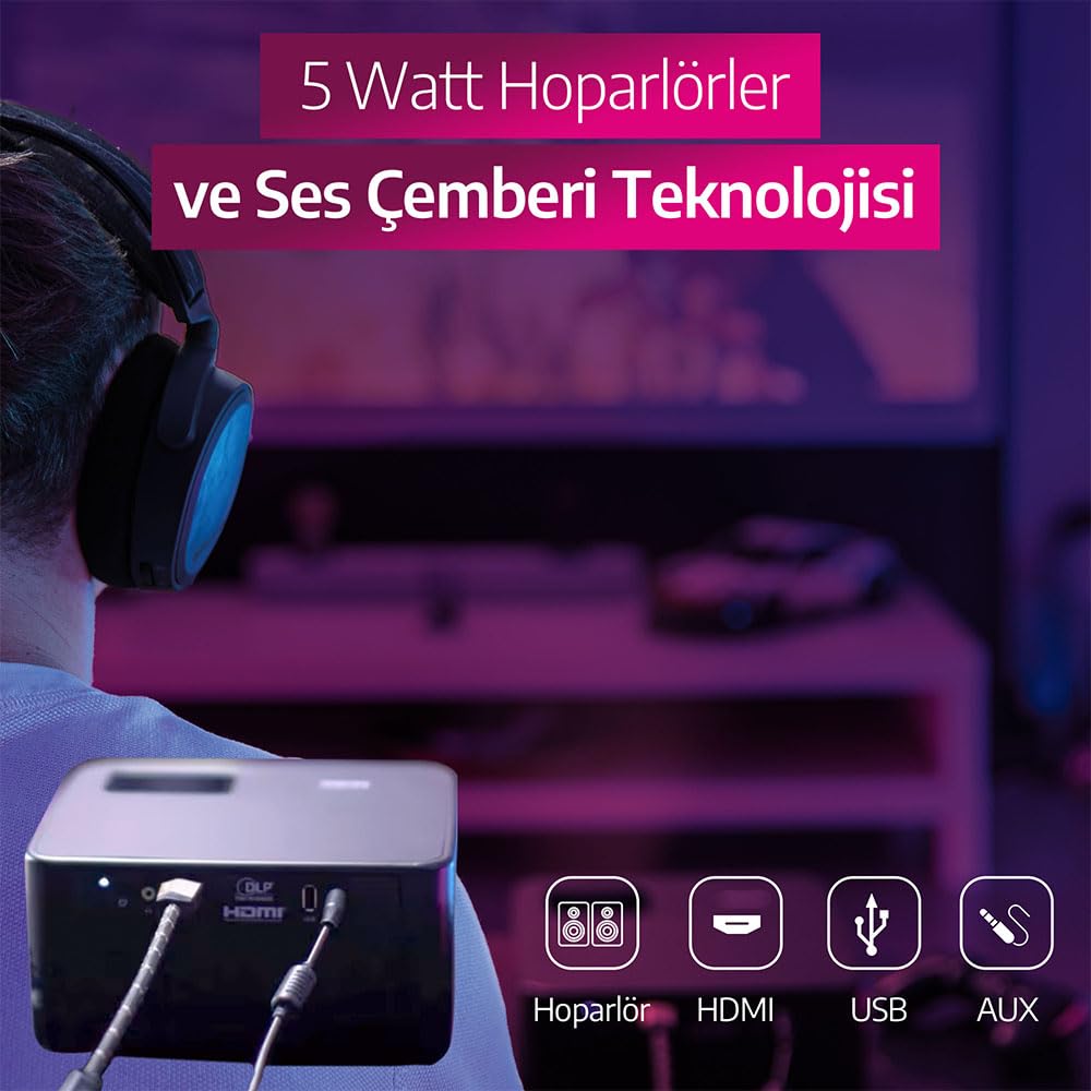 Philips, GamePix 900, Vidéoprojecteur 4K, résolution de 3840 x 2160 Pixels, Latence de 6ms avec taux de rafraîchissement de 240 Hz,1000 Lumens ANSI, WiFi 6 Noir.