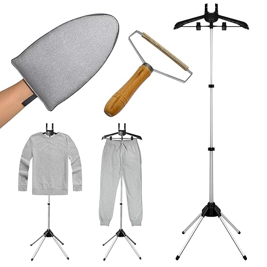 Garment hanger for steaming clothes with Ironing Gloves,Steam rack for clothes,Handheld garment steamer rack,Clothes hanger for steam ironing,Steam stand clothes,Steam iron steamer hanger standing