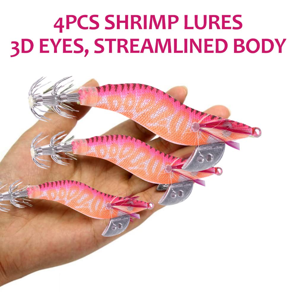 4 Esche Da Pesca Luminose Per Calamari - Gamberetti Artificiali Notte E Giorno - Foto 7