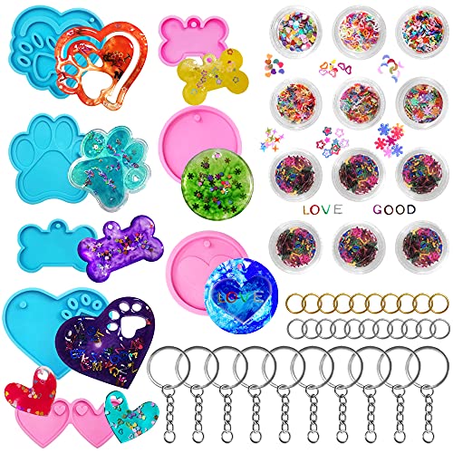 8 PCS Resin Molds Silicone Kit, AFUNTA Keychain Molds for Epoxy Resin, Bear Paw Dog Bone Silicone Mold Heart Shaped Keychain Mold with 10 Key Rings, for DIY Keychain Pendant Craft, Chocolate, Candy 8 PCS Resin Molds Silicone Kit, AFUNTA Keychain Molds for Epoxy Resin, Bear Paw Dog Bone Silicone Mold Heart Shaped Keychain Mold with 10 Key Rings, for DIY Keychain Pendant Craft, Chocolate, Candy