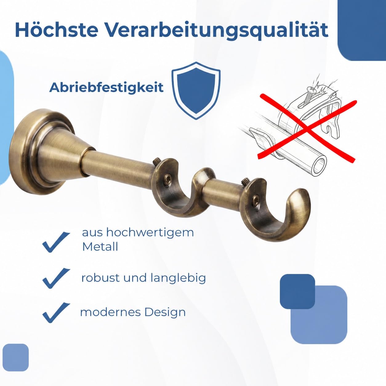 Gardinenstange Gold Antik - Gordijnroede 350 cm - Elegante Modern Vorhangstange - 2-läufig stange vorhang - Karniesabschluss wählbar - Vorhang Stangen Gold Antik Lorbeer