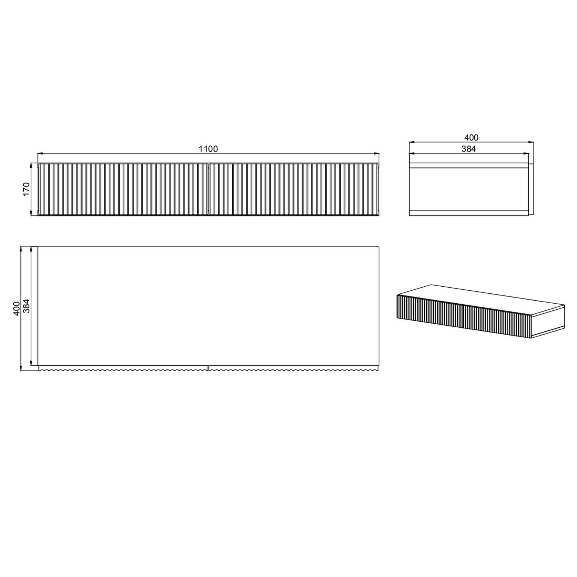 Selsey Schminktisch Makeup Tisch Frisiertisch Hängend Kosmetiktisch 110 cm Mit 2 Schubladen Veldio Weiß