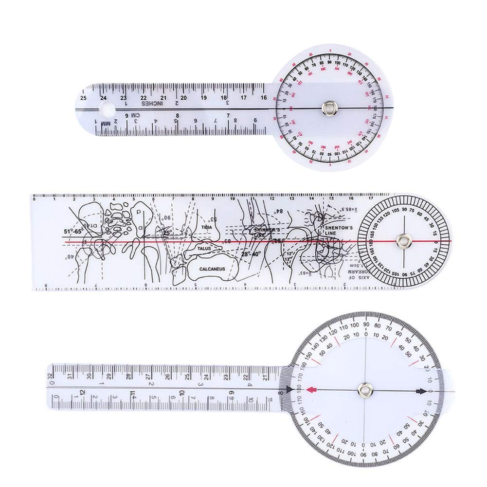 Goniomètre Médical, Plastique Goniometre Kiné Medical Goniomètre 6/8/10 pouces 3 pièces Multi-Règle Goniomètre Angle Colonne Vertébrale