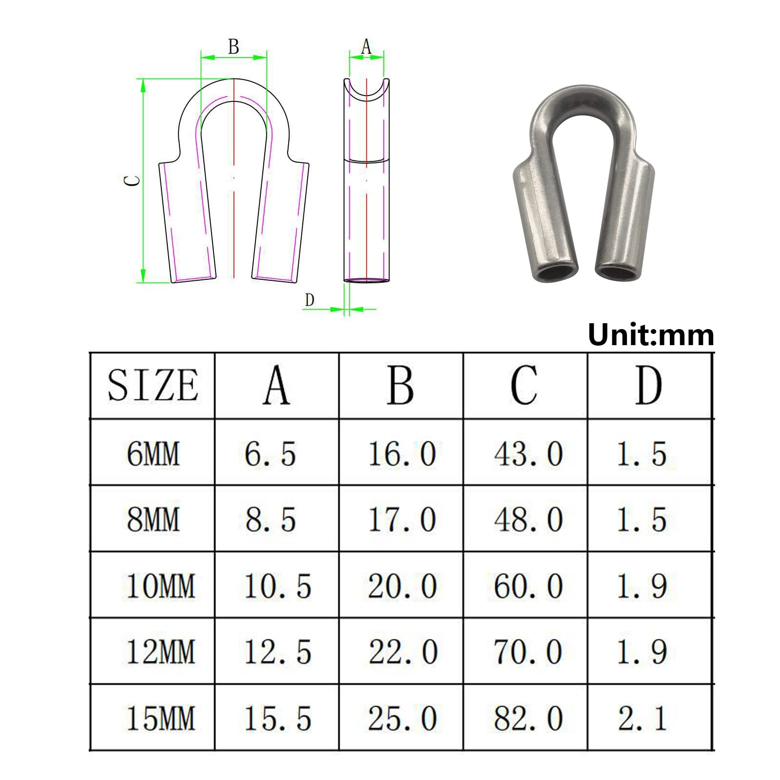 Hyber&Cara 12 Pezzi M6 Morsetti Serracavo In Acciaio INOX - Foto 8