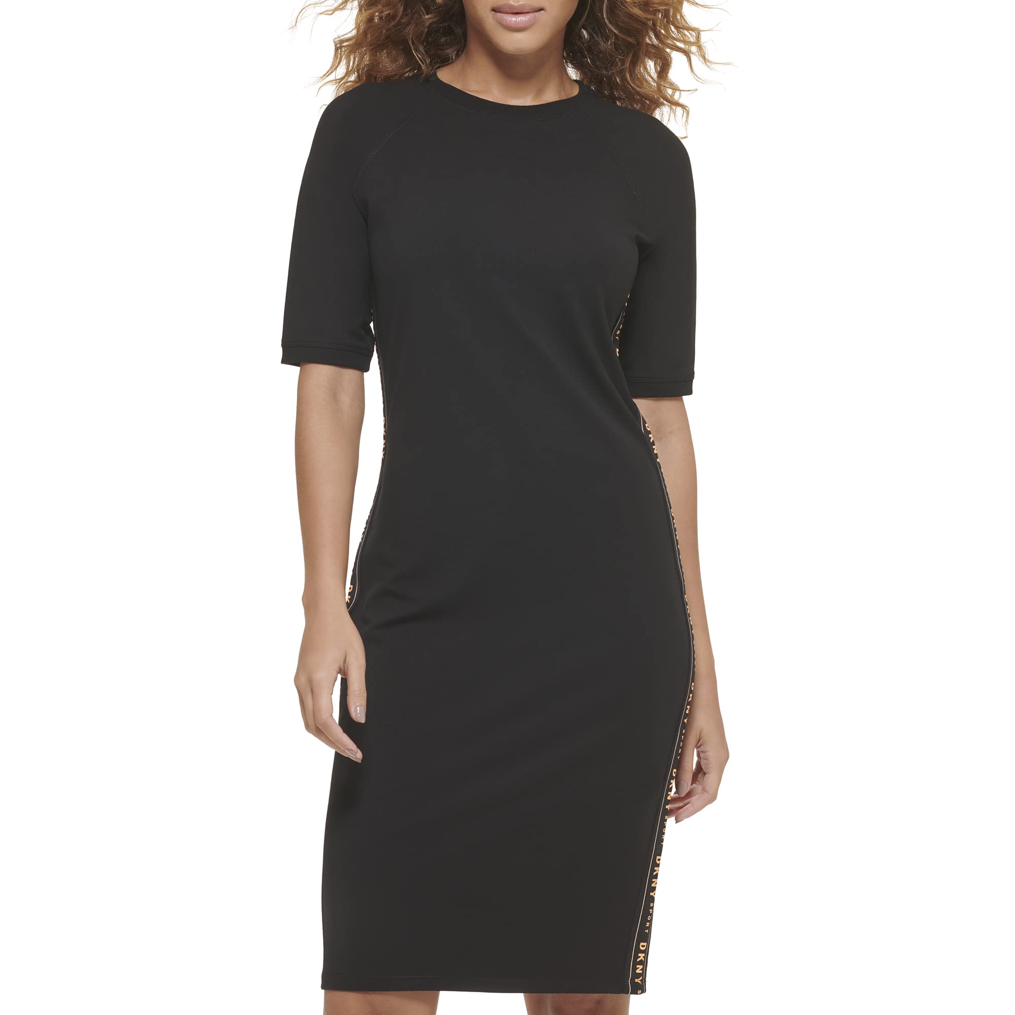 DKNYWomen's Quarter Zip Logo Dress Casual Dress