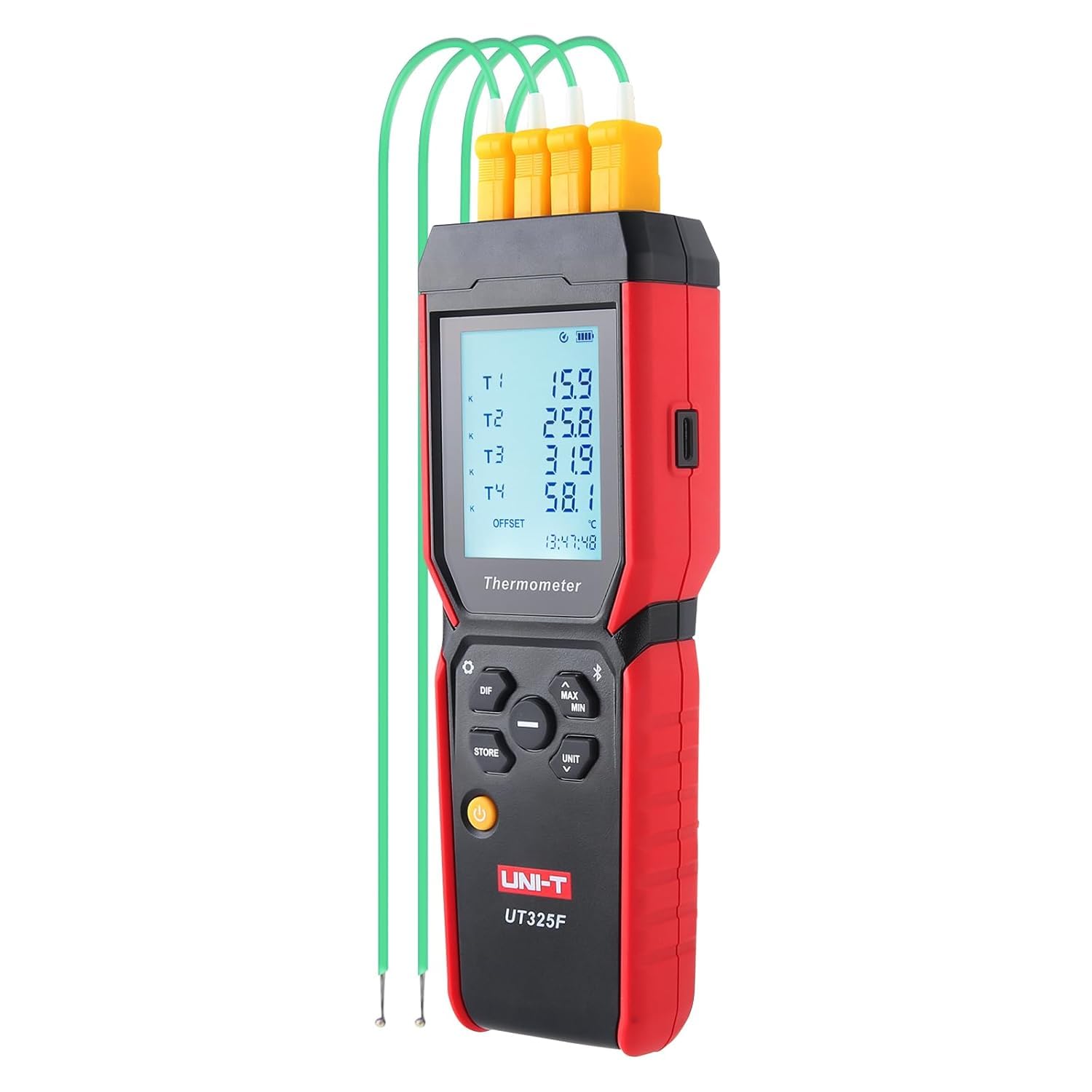 UNI-T UT325F 4 Kanäle Thermometer Intelligente Bluetooth Digital Display Thermoelement Thermometer für K J T E R S N Typ
