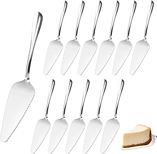 Tortenheber Edelstahl, 12Pcs Tortenheber Kuchenservierer, Silbernes Tortenmesser, Tortenschneider aus Edelstahl Tortenschneider mit Gezackten Kanten Tortenpizzaservierer für Küche Party Hochzeit