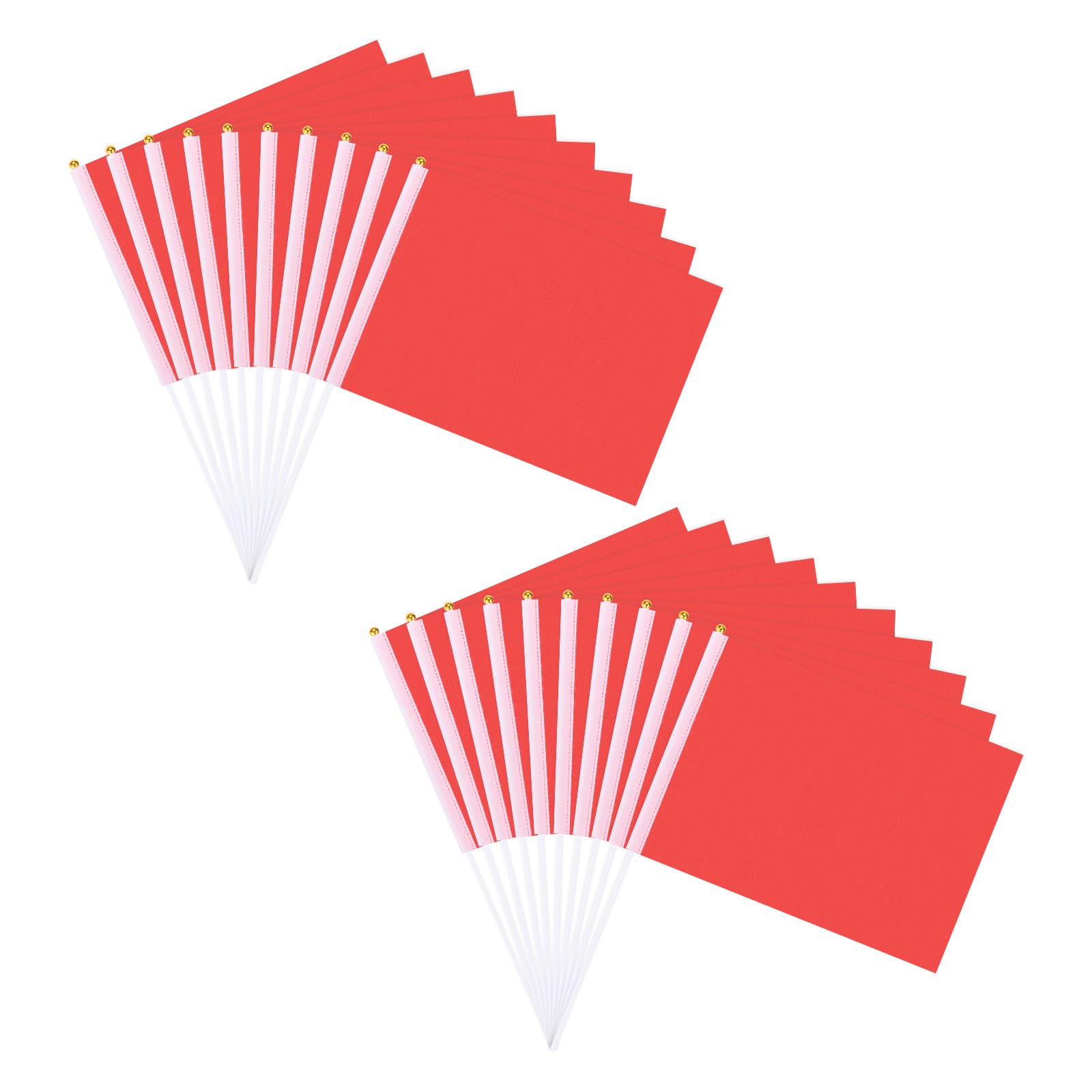 M METERXITY 20-Pack Solid Color Blank Hand Held Plain Flags, 8x12 Inch Polyester Rectangular Mini Sublimation Flag on Plastic Stick for Party Decoration/DIY Graffiti/Garden [Red]