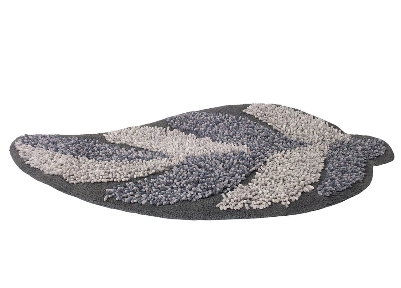 BIANCHERIAWEB Tappeto A Foglia Casa Bagno Cotone Spugna Morbida Antiscivolo Leaf Grigio