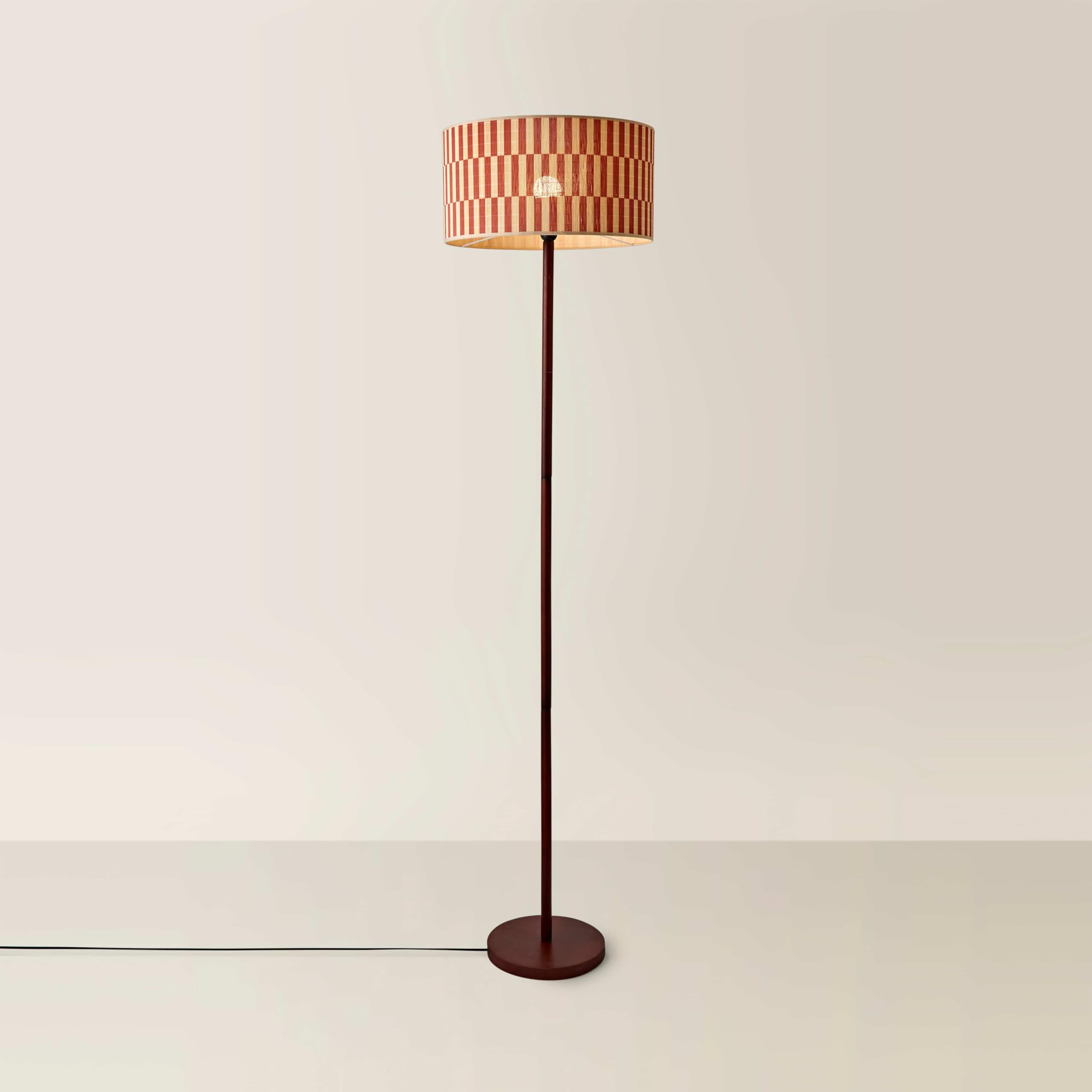 Value Lights - Heather Floor Lamp - Dark Wood - Orange