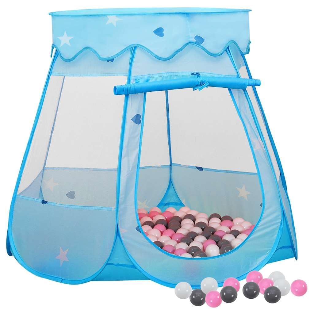 Kinder Spielzelt mit 250 Bällen, blaues Pop up Zelt 102 x 102 x 82 cm aus Polyester und Stahl, faltbar tragbar für Haus Höhle, Garten, Party, Camping und Rollenspiel
