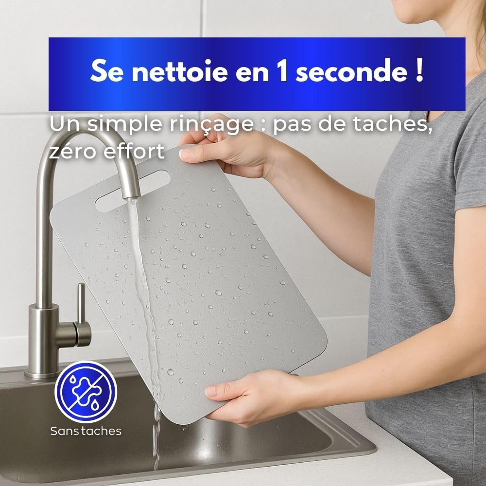 INOXLM Planche à découper en acier inoxydable alimentaire 39 x 28 cm adapté à Haccp, planche à découper de cuisine professionnelle double face et résistante, planche à découper en acier pour cuisine