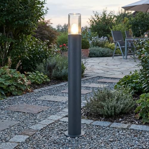 Easylight LED Pollerleuchte Anthrazit Weiß 3000 K warm weiß 80 cm hoch Edelstahl IP44 Modern Wegeleuchte außen Stehlampe Garten Weg Beleuchtung