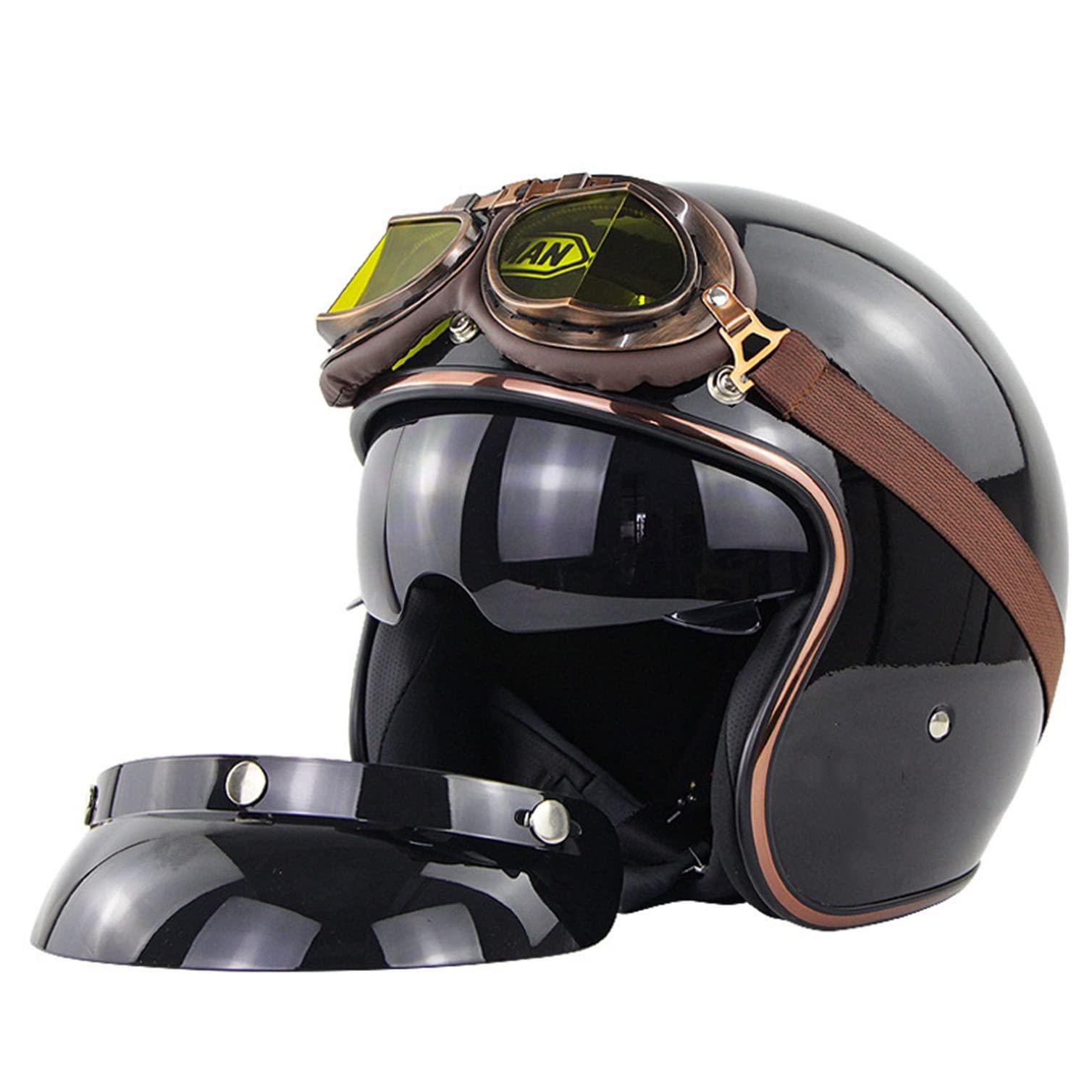 パイロット　ヘルメット バイク用 パイロットヘルメット ジェットヘルメット ダブル
