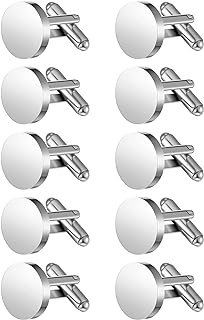 Newcotte 5 Pairs Cufflinks for Men Round Silver Cufflinks Mens Classic Stainless Steel Cuff