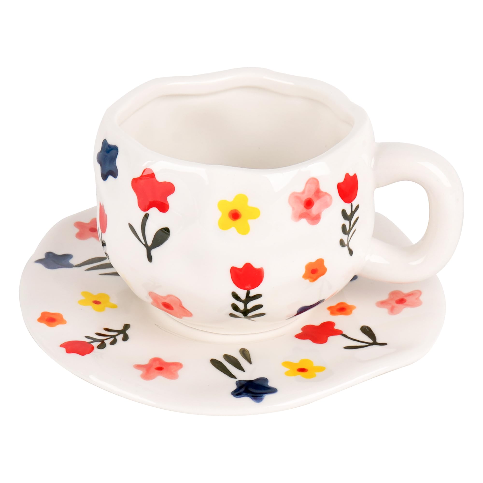 Ensemble tasse à café en céramique faite à la main au design élégant de nuage blanc