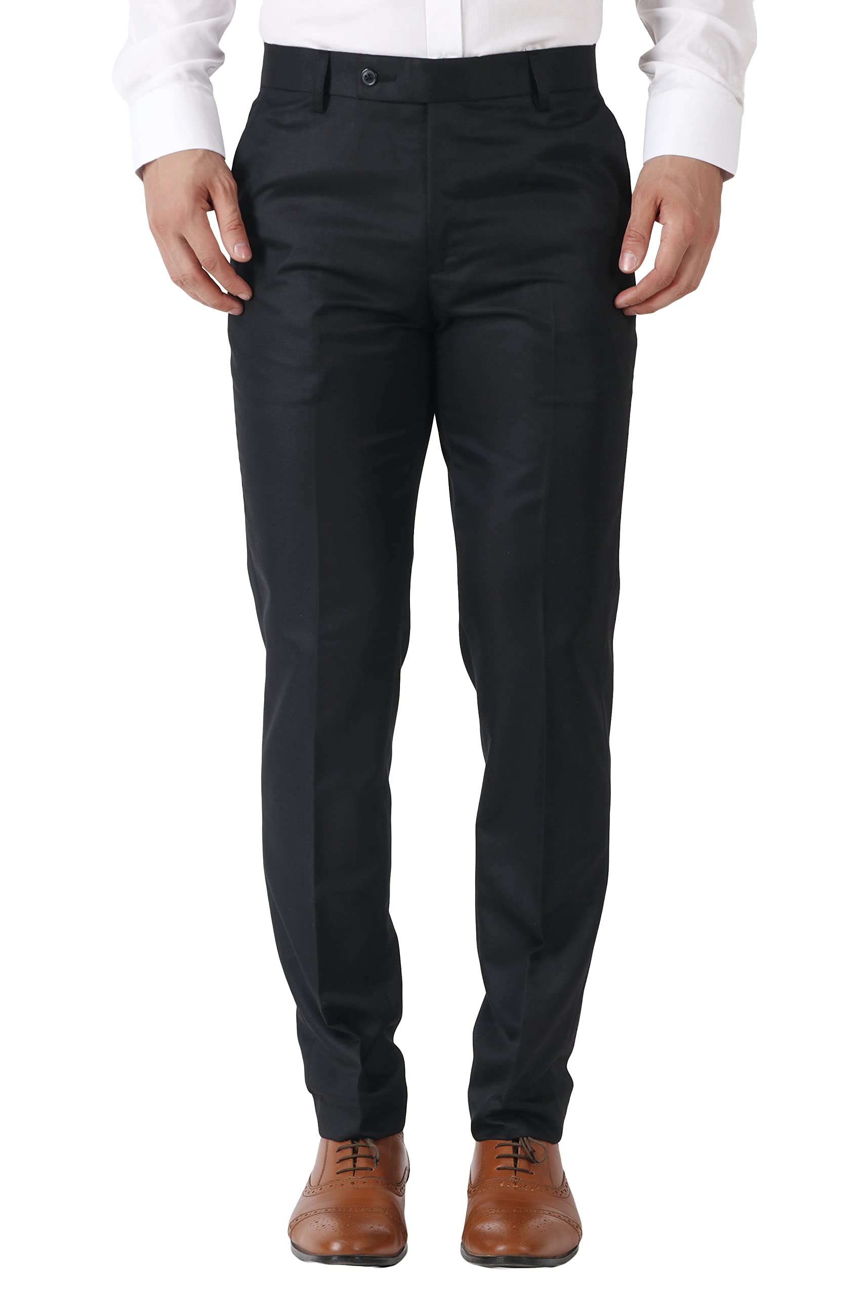 maleno Men's Slub Effect Solid Trouser | Classic Slim Fit Formal Trousers for Men | Slim Fit Trousers for Men-picture-35