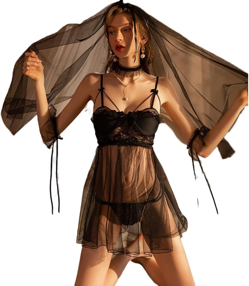 Cosplay Sexy Bride Wedding Dress Chiffon Mesh Lingerie