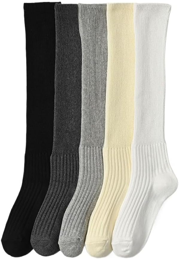 Women S Pile up Stockings Elongated Mesh Early Autumn Knitted Loose Feeling Knee High Socks