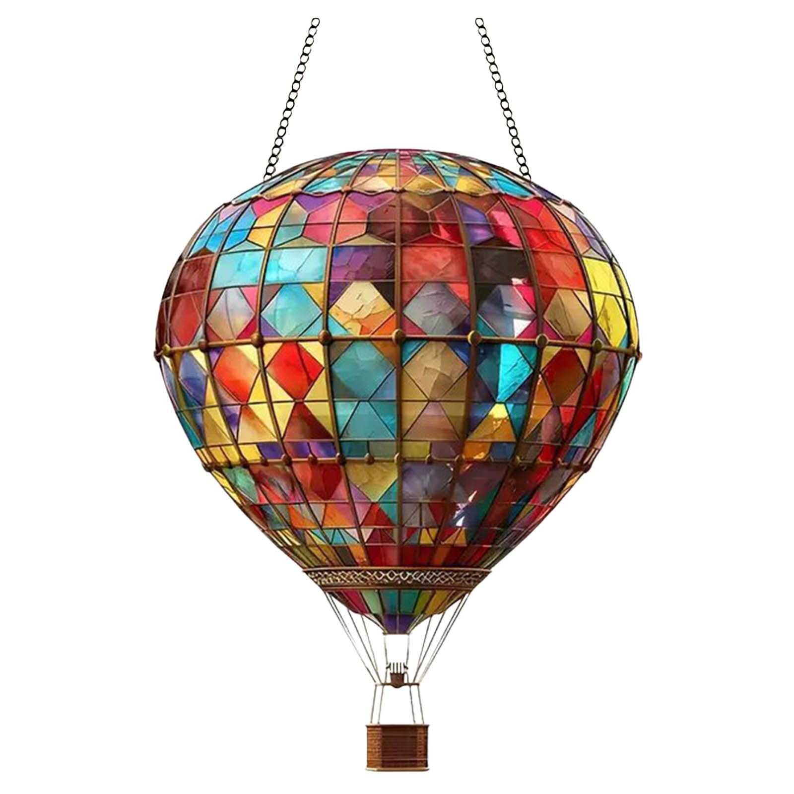 Solar Hot Air Balloon Hanging Lighting with Flickering Flame for Outdoor Garden Decoration Patio Farmhouse Atmospheric Solar Powered Outdoor Light as Decorative Garden Lantern (A, B)