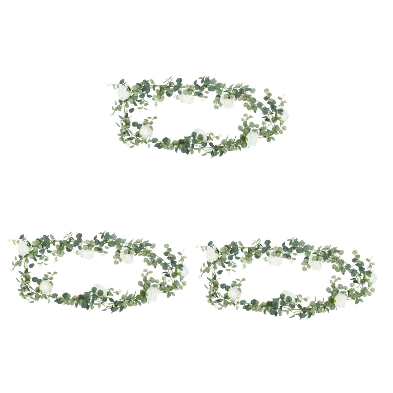 Cabilock 3stücke Künstliche Eukalyptus Und Rosen-Girlande Aus Rattan Lange Wanddekoration Für Hochzeiten Partys Und Wohnräume Umweltfreundliches Material Einfach Zu Reinigen