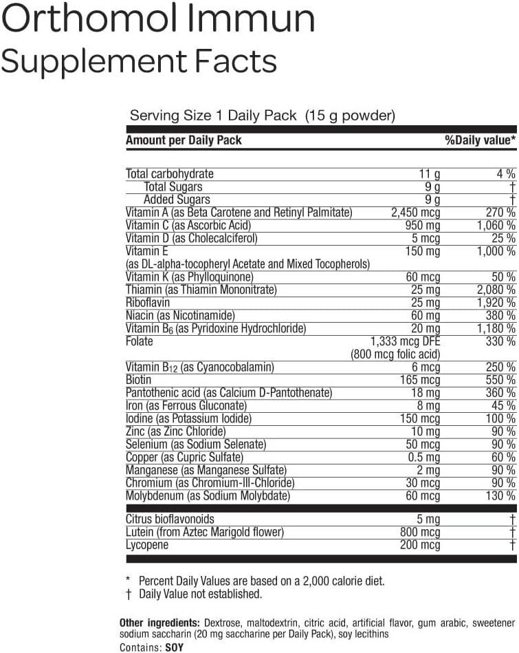 Orthomol Immun, Immune Support Supplement, Daily Immune System Booster, Vitamins A, B, C, D, E, Zinc, Selenium & Iodine, 30-Day Supply of Powder Packets - Image 3