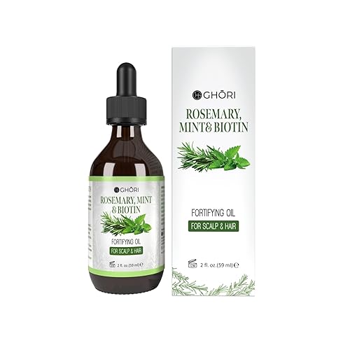 Ghori Aceite capilar de menta y biotina de romero clínicamente probado y probado, aceite esencial puro para el crecimiento y grosor del cabello,