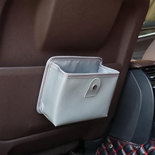 Miniatura 6 de Mini cubo de basura para automóvil, organizador de cuero impermeable para colgar, accesorios para automóvil, pequeño cubo de basura con un rollo de
