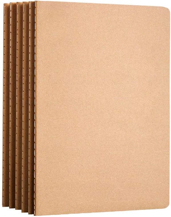 AiYoYo Pack of 6 A5 notebooks, small notepad, lined notebooks, kraft cover (30 sheets), notebooks, travel diary (100 g/m²), ideal as a diary, classic writing pad, drawing pad, memo 21.0 x 14.3 cm